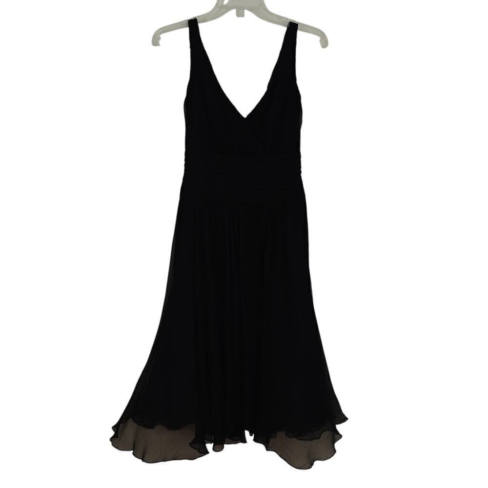 Tadashi Shoji Collection Silk Chiffon Dress Size 2 Black Cocktail Evening - Picture 2 of 11